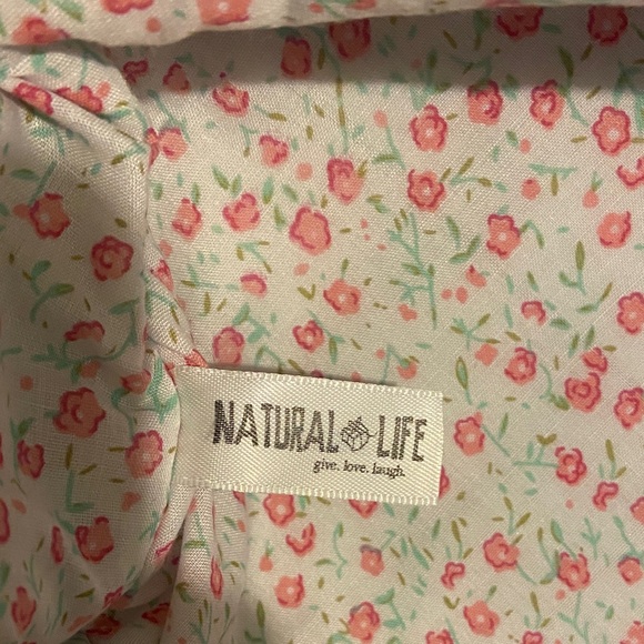NATURAL LIFE Brown Embroidered Cosmetic Travel Bag Pouch 7.5x3 Like New!! - Picture 6 of 6
